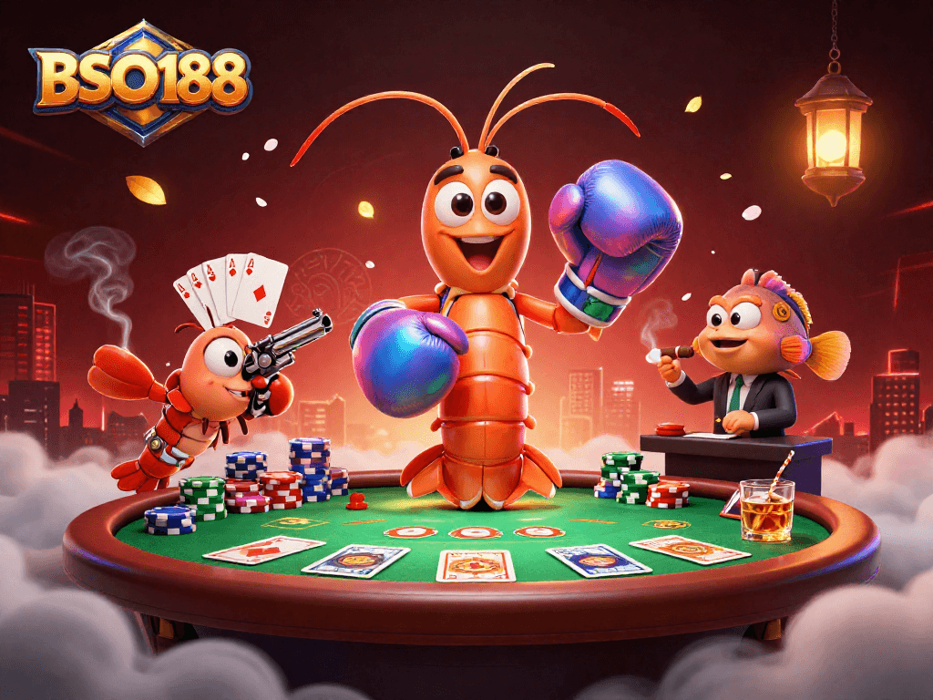 Engage in winning tactics with BSO188 in an action-packed poker scene featuring vibrant characters.