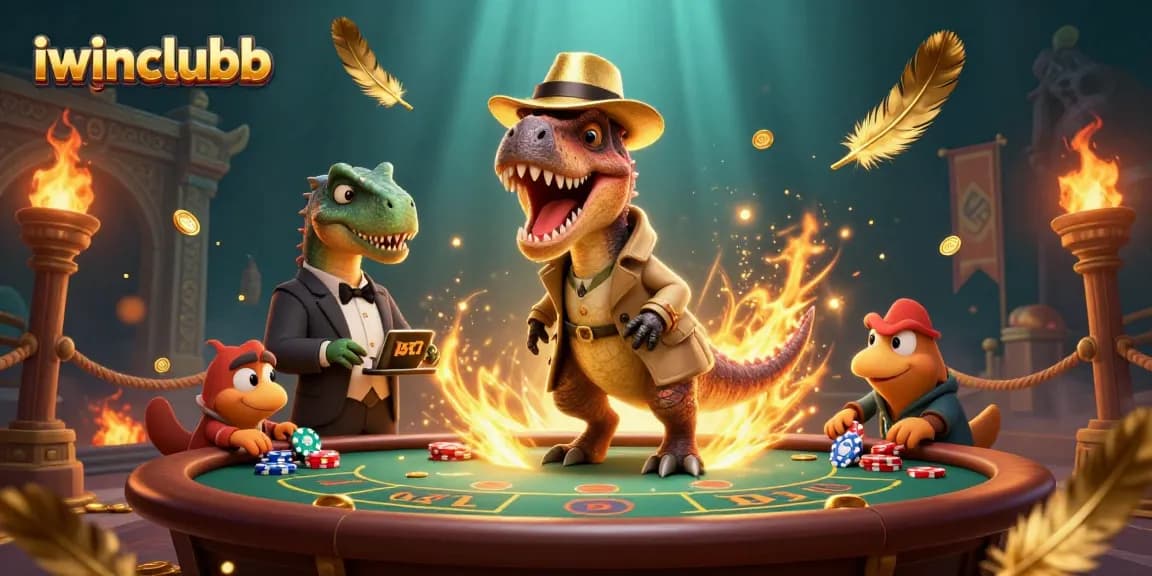 Engage with iwinclubb's vibrant casino scene featuring a velociraptor counter, stegosaurus pit boss, and compy pickpocket.
