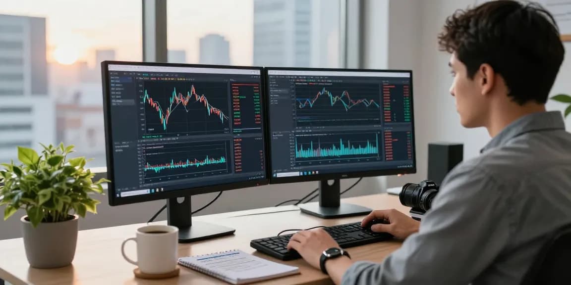 offshore CNY forex API integration displayed on dual monitors in a modern office space