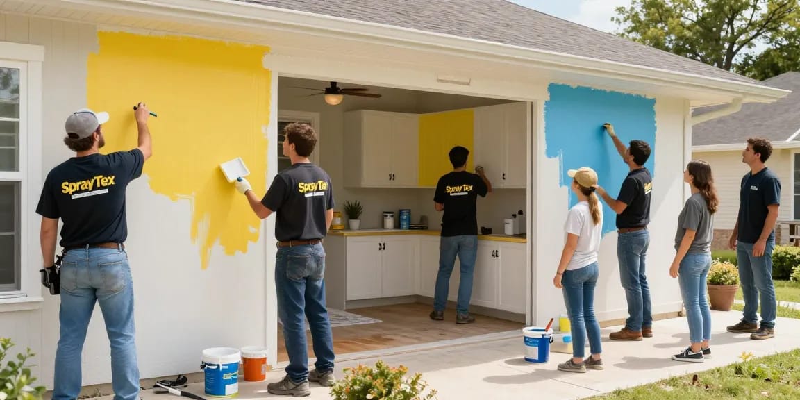 Expert painters from Spray Tex Painting enhancing homes in Plano, TX, representing local services with quality work.