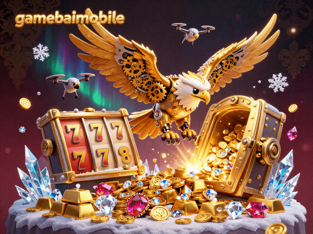 Experience thrilling wins with gamebaimobile's dynamic slot reels and treasure in an epic 3D scene.