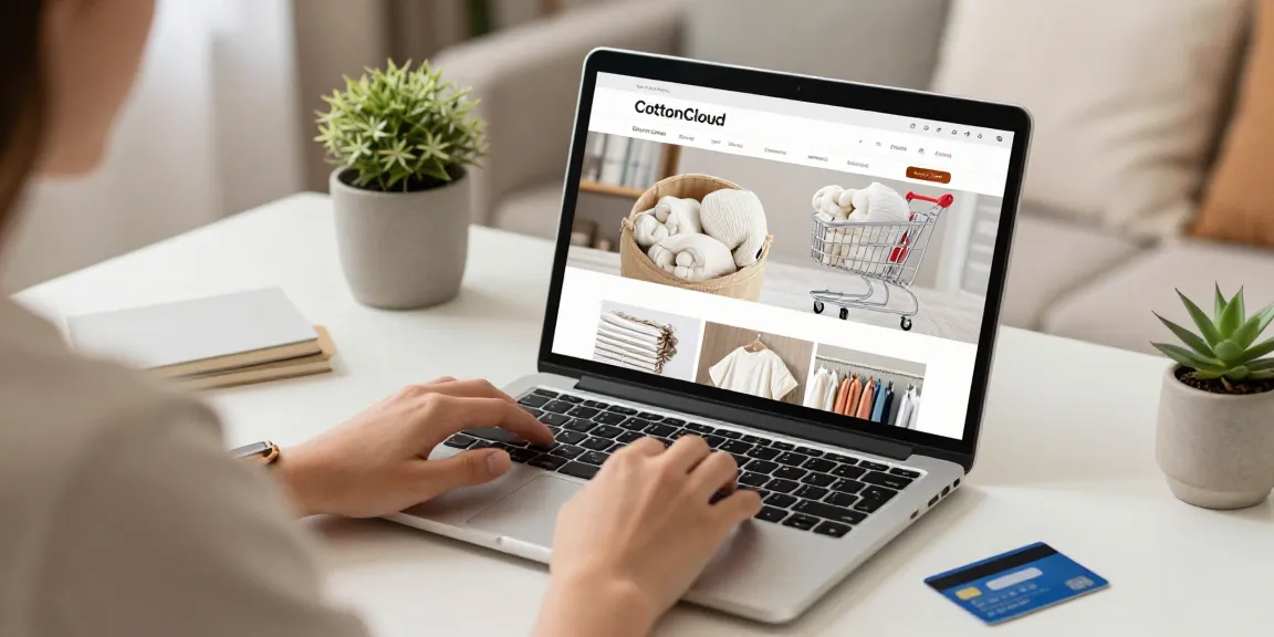 CottonCloud online shopping scene with user-friendly product review features, best deals and buyer's guide.
