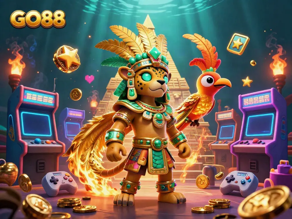 Engage in thrilling online gaming at GO88 with vibrant characters and dynamic casino elements