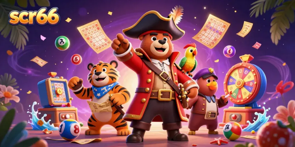 Experience the thrilling allure of scr66 with a vibrant casino cartoon featuring captivating gaming elements.