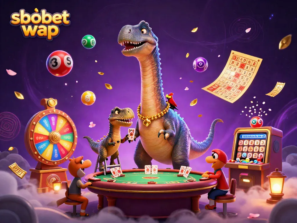 Experience sbobet wap mobile betting illustrated with vibrant casino elements and engaging characters.