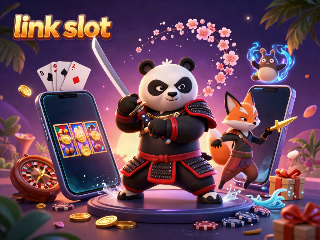 Experience thrilling action in the link slot scene with a samurai panda and magical companions.
