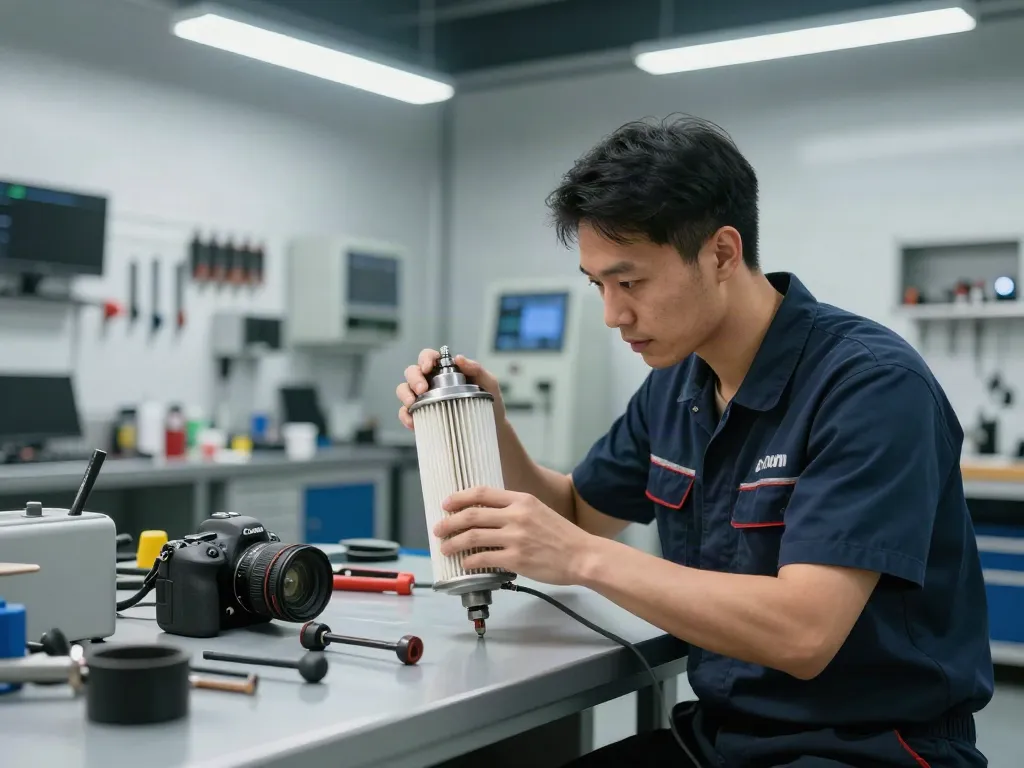 DPF Reinigung Hannover von einem erfahrenen Techniker in einer modernen Werkstatt.