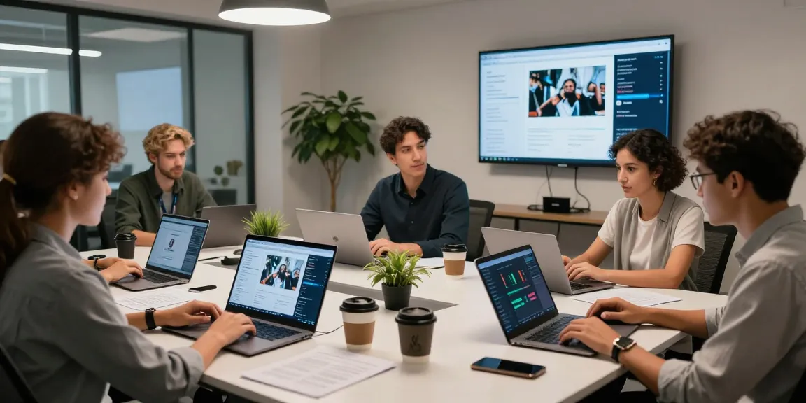 Team utilizing ai image detector for effective content moderation in a modern tech office.