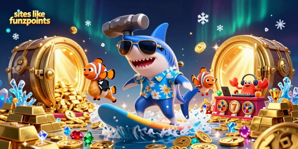 Spin and win with exciting alternatives at sites like funzpoints in this vibrant 3D casino scene.