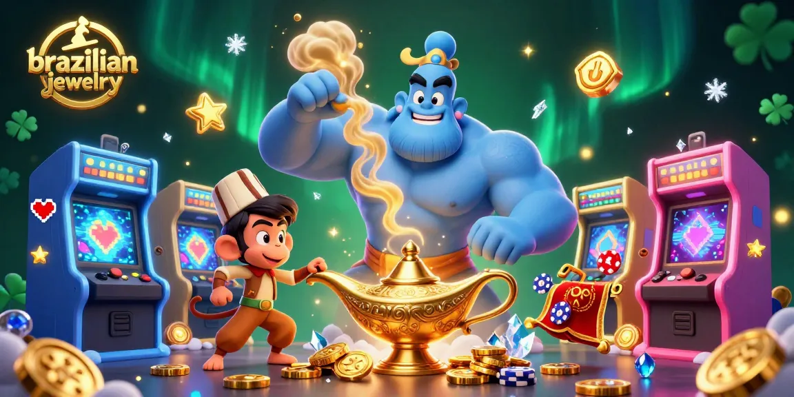 Experience the charm of brazilian jewelry with a vibrant casino-themed 3D illustration showcasing magical elements.