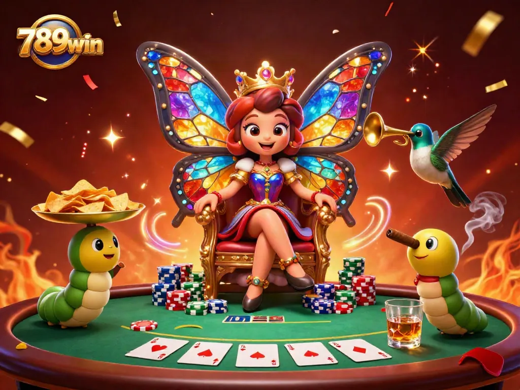 Experience the excitement of 789win with a vibrant, dynamic casino scene featuring poker elements.