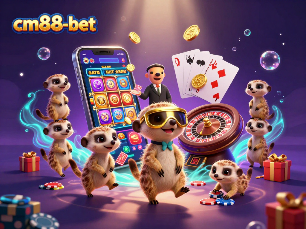 Experience excitement at cm88-bet with 3D meerkats in a lively casino environment.