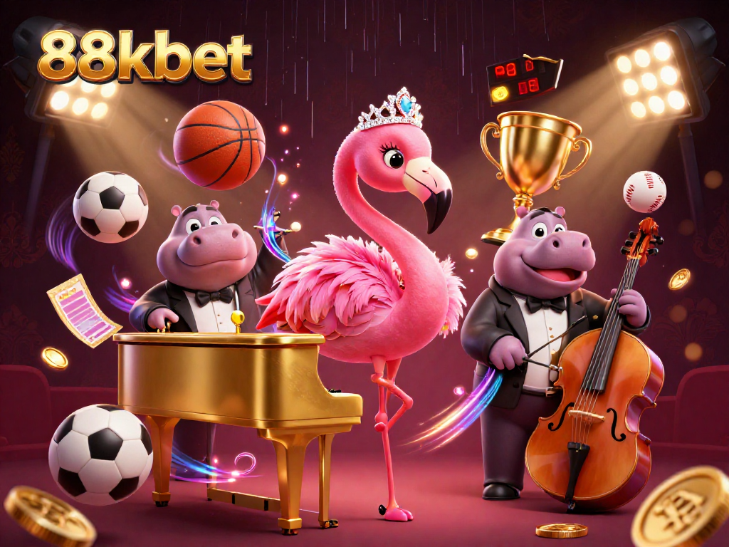 Experience the vibrant world of 88kbet with lively characters and elements of gaming excitement.