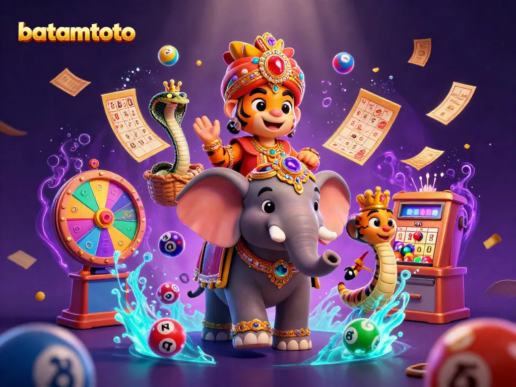 Experience batamtoto excitement with a vibrant illustration of a maharaja and casino elements.