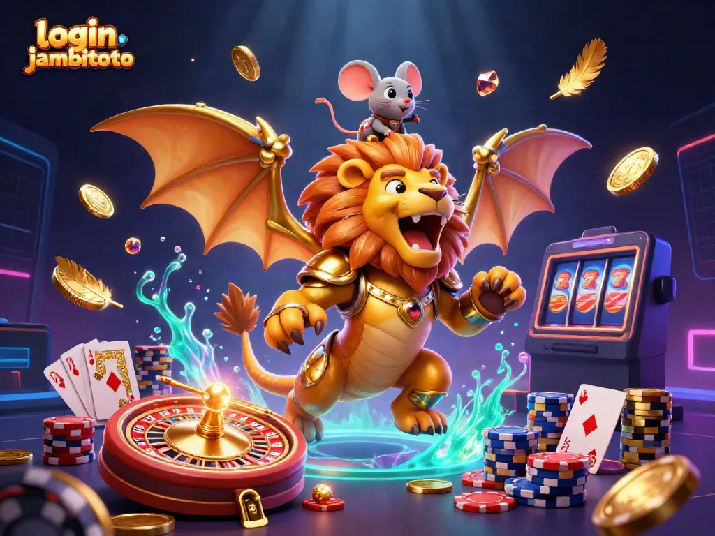 Experience thrilling wins with login jambitoto in this vibrant illustration of online gaming excitement.