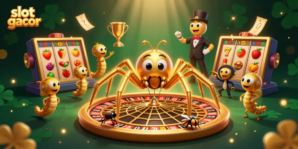 Experience winning opportunities with slot gacor featured in a vibrant 3D casino scene.