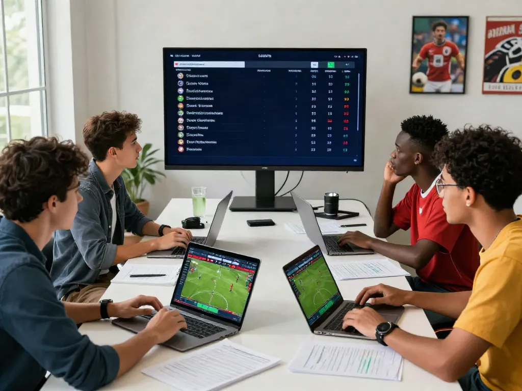 Engaged bettors analyzing sports statistics and odds on the WWBOLA platform.