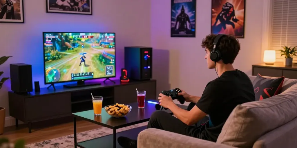 Engaging gaming experience with PG电子 video games in a cozy setting.