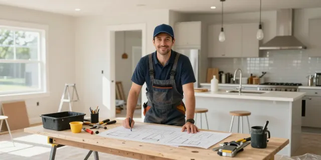 Greater Seattle remodel contractor discussing project details with homeowners at a renovation site.
