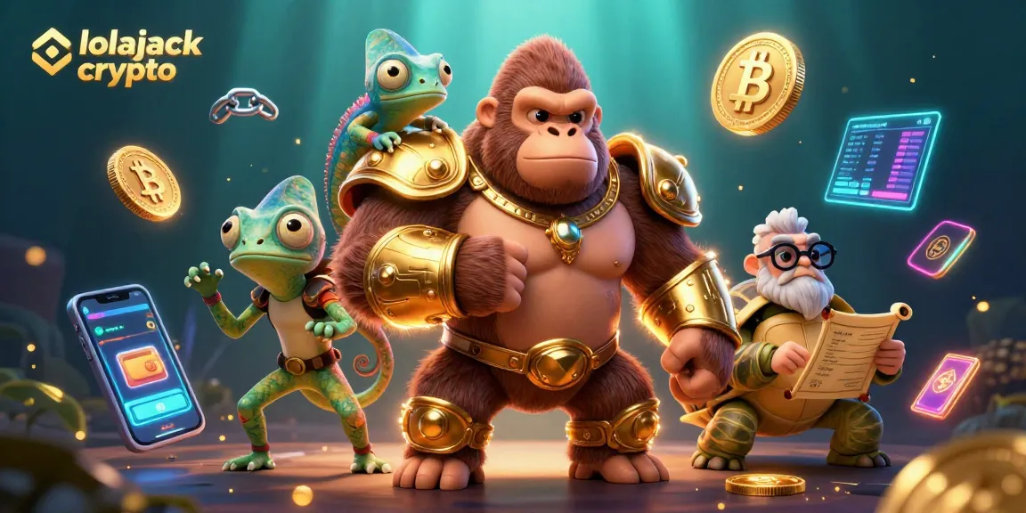 Experience the thrill of lolajack crypto with a vibrant 3D casino illustration featuring dynamic characters and gaming elements.