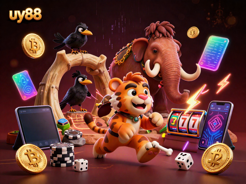 Experience the uy88 excitement of a prehistoric casino with a caveman and sabertooth duo in 3D!