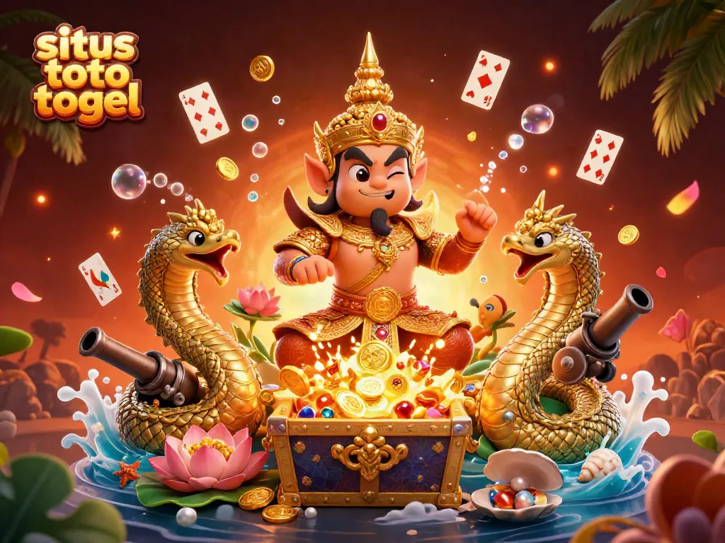 Experience excitement and winning moments with situs toto togel in a vibrant 3D scene filled with treasures and characters.