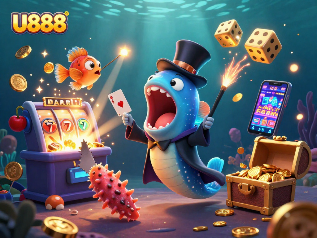 Join in the fun at U888 with vibrant casino joy featuring card tricks and slot machines.