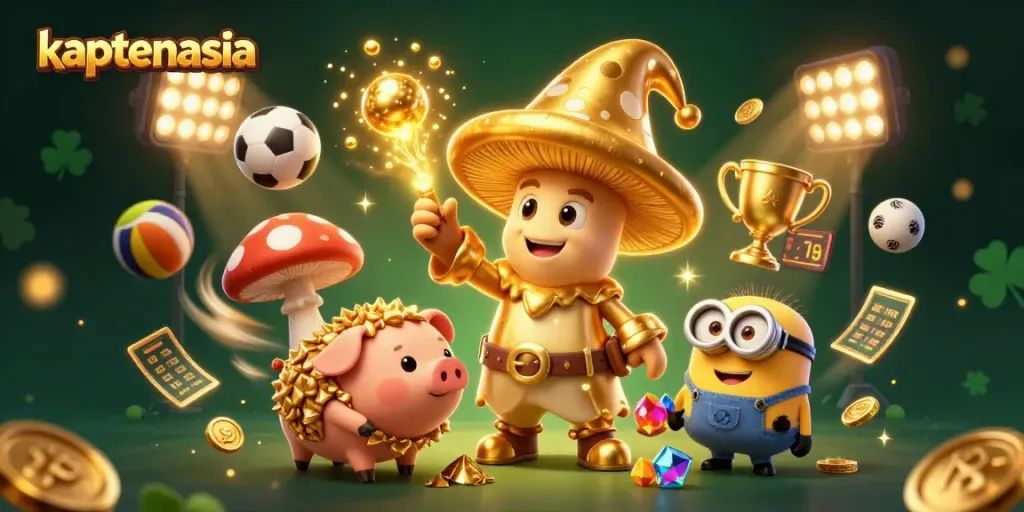 Experience thrilling gaming action with kaptenasia featuring golden wizard and treasure-filled scene.