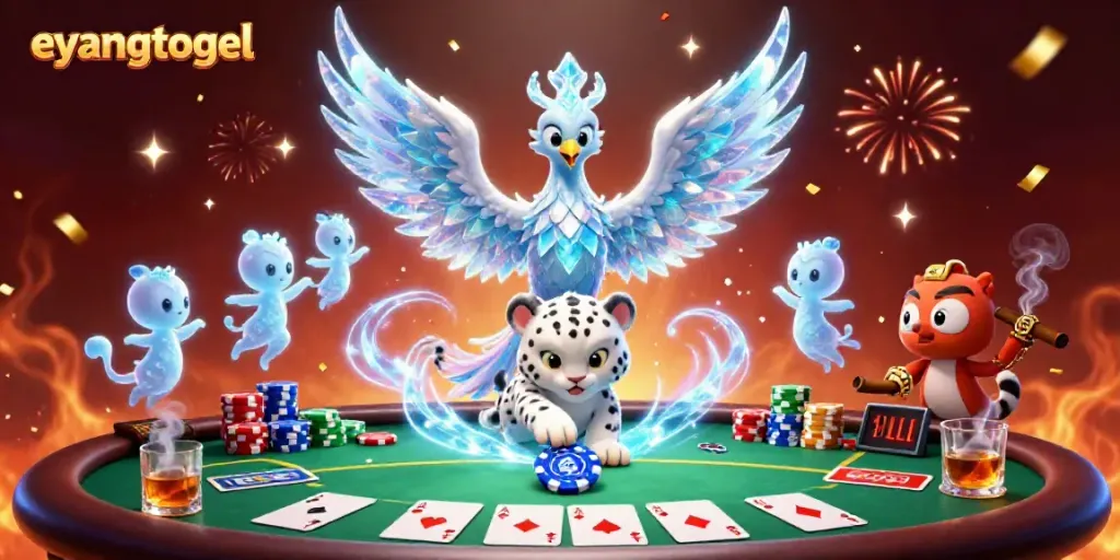 Experience thrilling gameplay of eyangtogel featuring an ice phoenix and vibrant casino elements.
