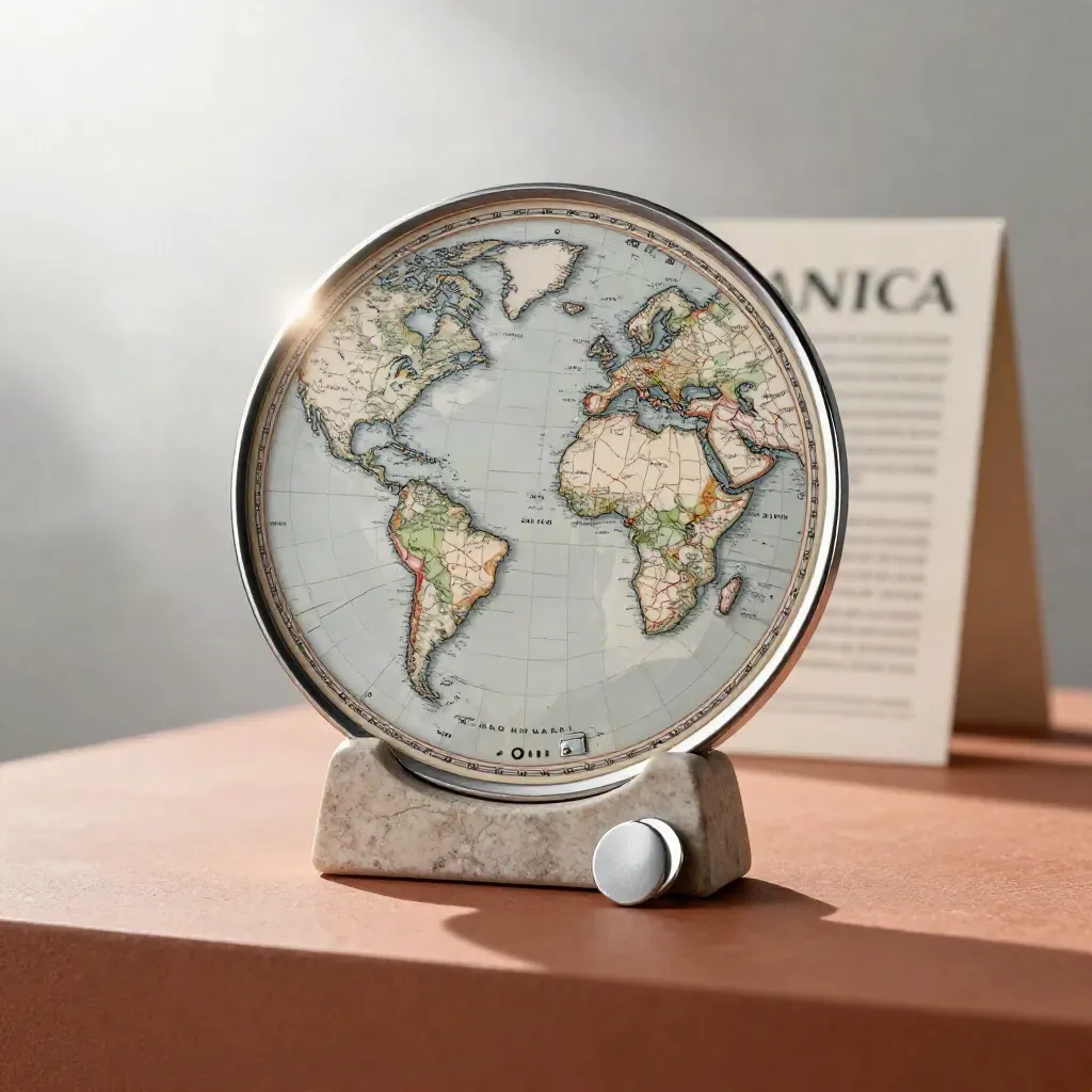 Staking reward map disc on stone stand with two silver tokens in a premium crypto lifestyle setup.