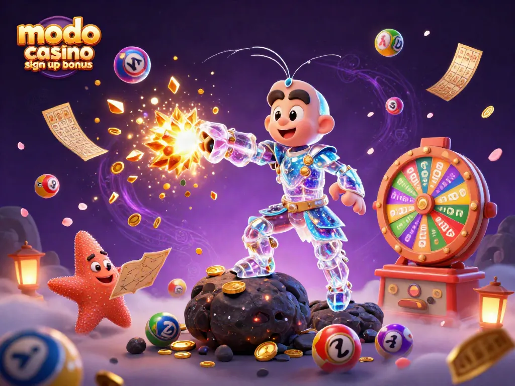 Claim your modo casino sign up bonus with vibrant gold coins exploding as you play to win!