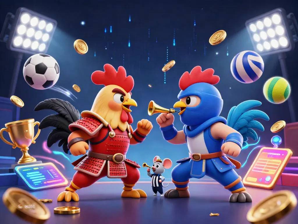 Engaging betting scene with au88's dynamic elements and colorful roosters facing off in a casino setting.