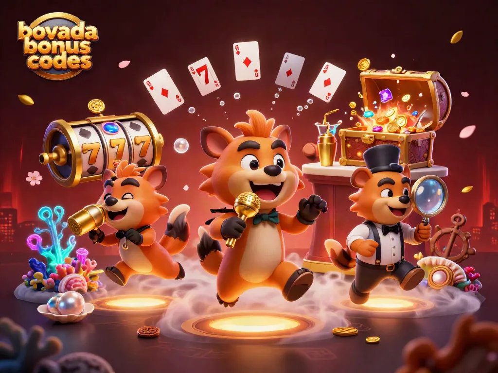 Engage with bovada bonus codes in a lively casino scene featuring hyena characters entertaining and mixing drinks.
