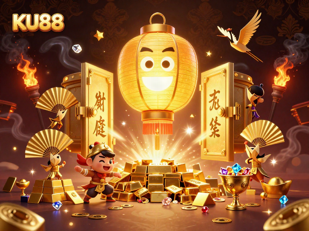 Engage with KU88's vibrant online casino realm featuring enchanting treasure and characters.