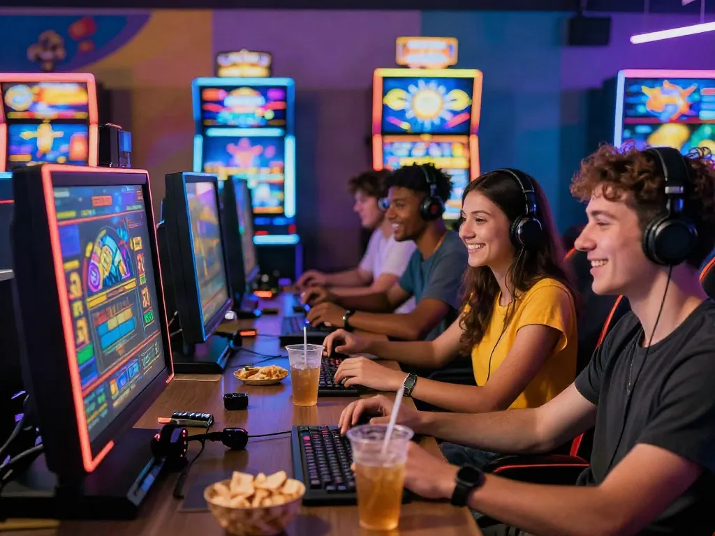 Exciting online gaming experience at DA88 with friends enjoying slot games together.