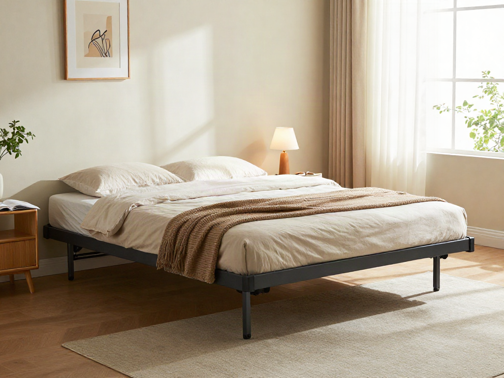Folding bed in a modern urban bedroom, highlighting the price of folding options for stylish guest accommodations.