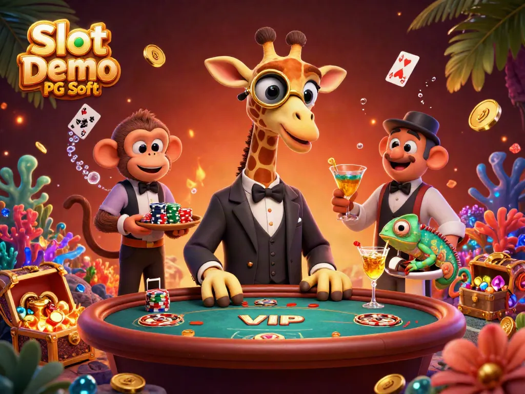 Experience Slot Demo PG Soft with vivid 3D characters at a dynamic casino scene full of excitement and winnings.
