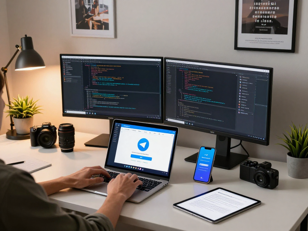 使用设备下载telegram 下载的用户在现代办公环境中，显示出工作效率和科技氛围。