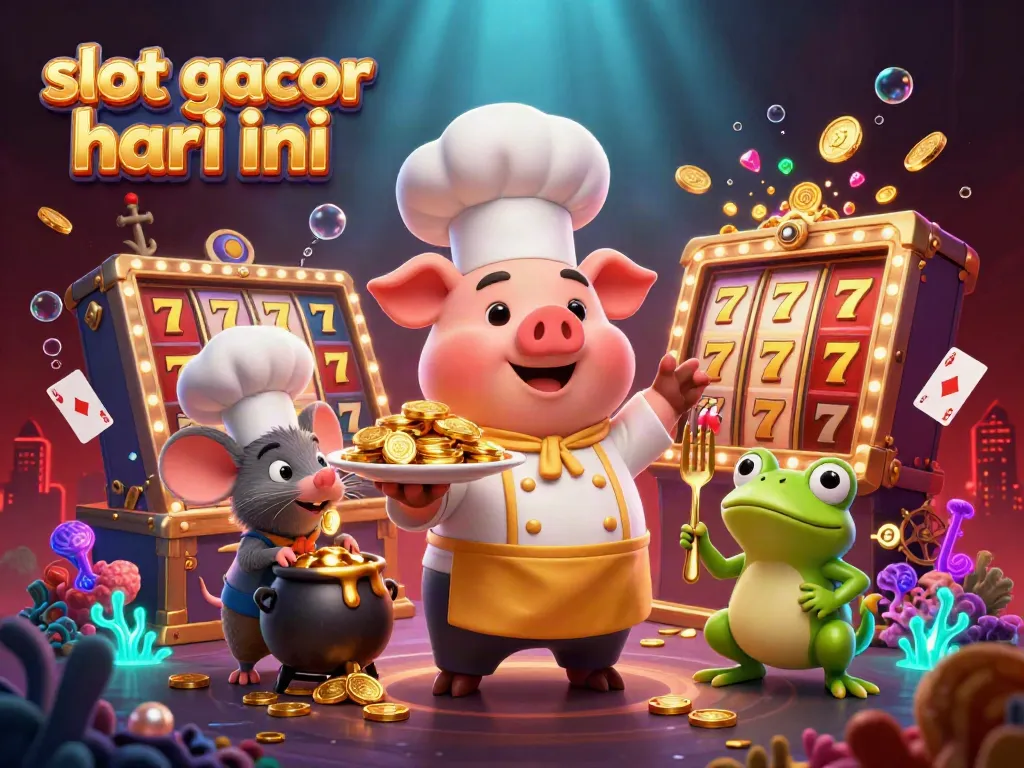 Experience thrilling action with slot gacor hari ini through a vibrant 3D casino illustration scene.