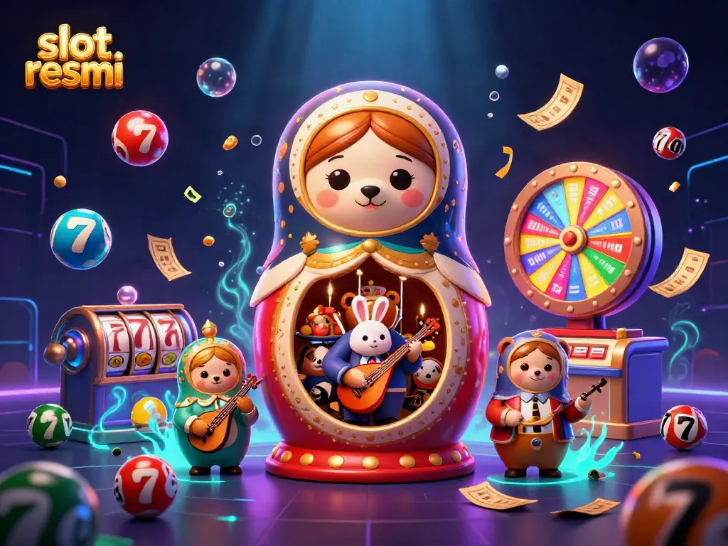 Permainan slot resmi dengan karakter beruang Matryoshka dan elemen kasino lainnya yang menarik.