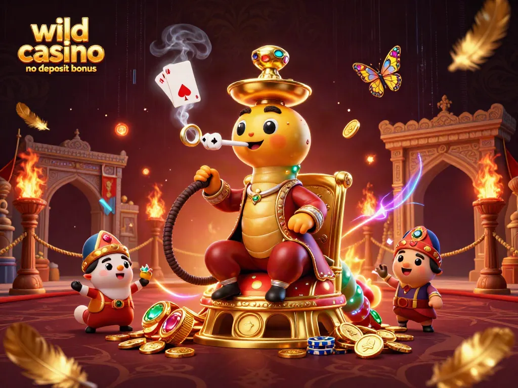 Experience wild casino no deposit bonus with a vibrant, whimsical 3D casino illustration.
