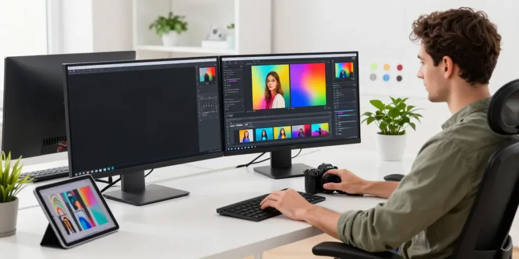 Image variation generator interface in a creative workspace showcasing varying photo edits.