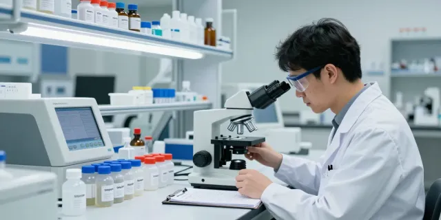 Researcher analyzing tesa/ipa compounds in a professional lab setting.