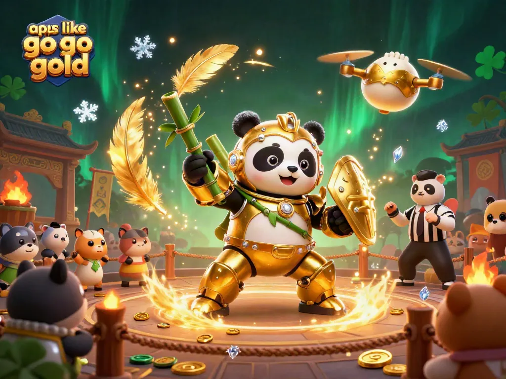 Engage with apps like go go gold in an ultra-detailed 3D casino scene showcasing vibrant characters and elements.