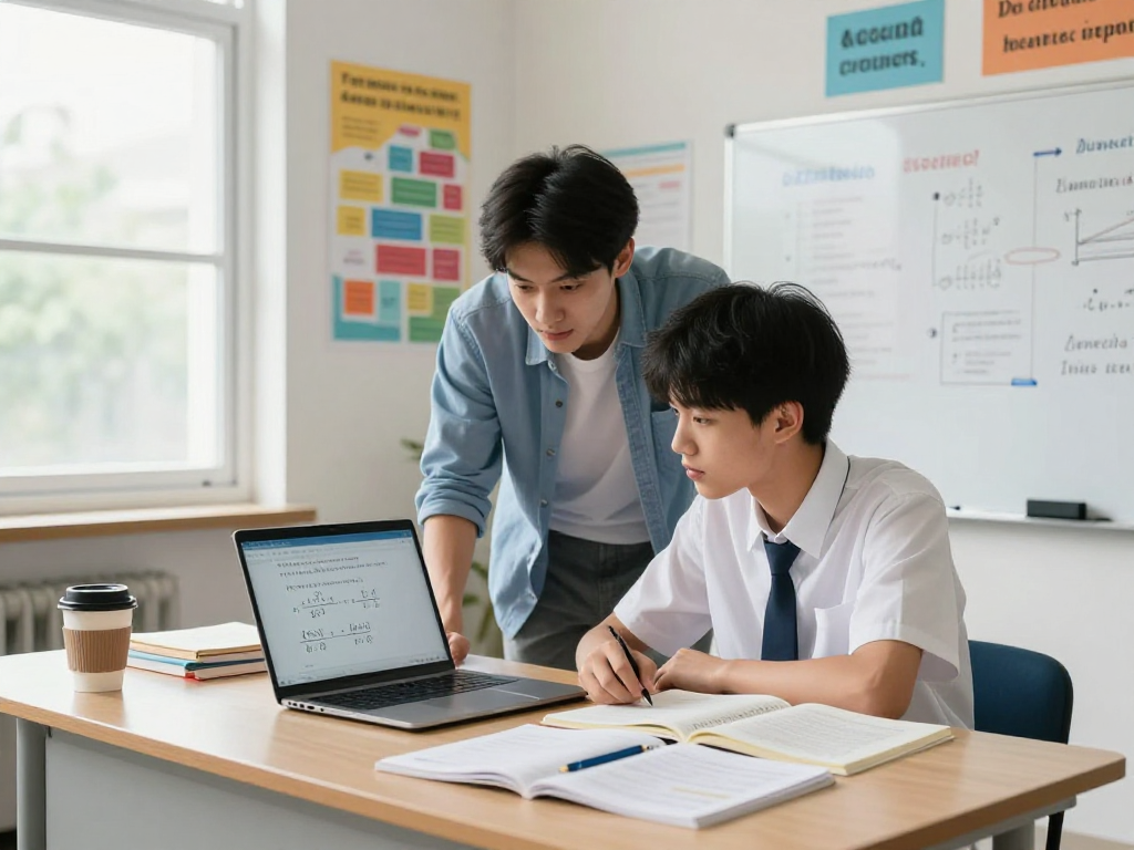 Engaging tutoring session with the best tutors helping a student in a bright educational setting.