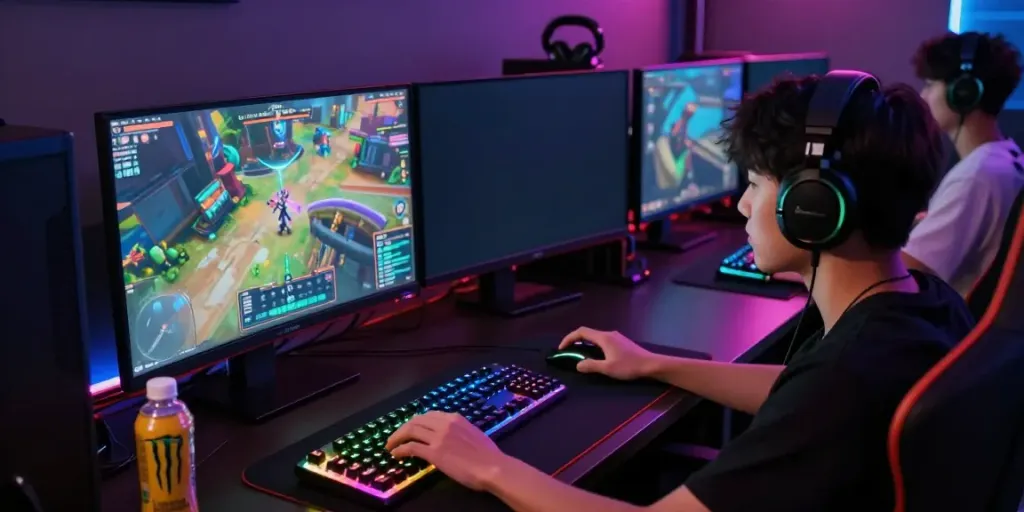 Engaged player enjoying Kecak4D on a high-tech gaming setup.