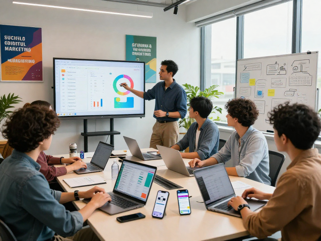 Team collaborating to buy android installs for app marketing success