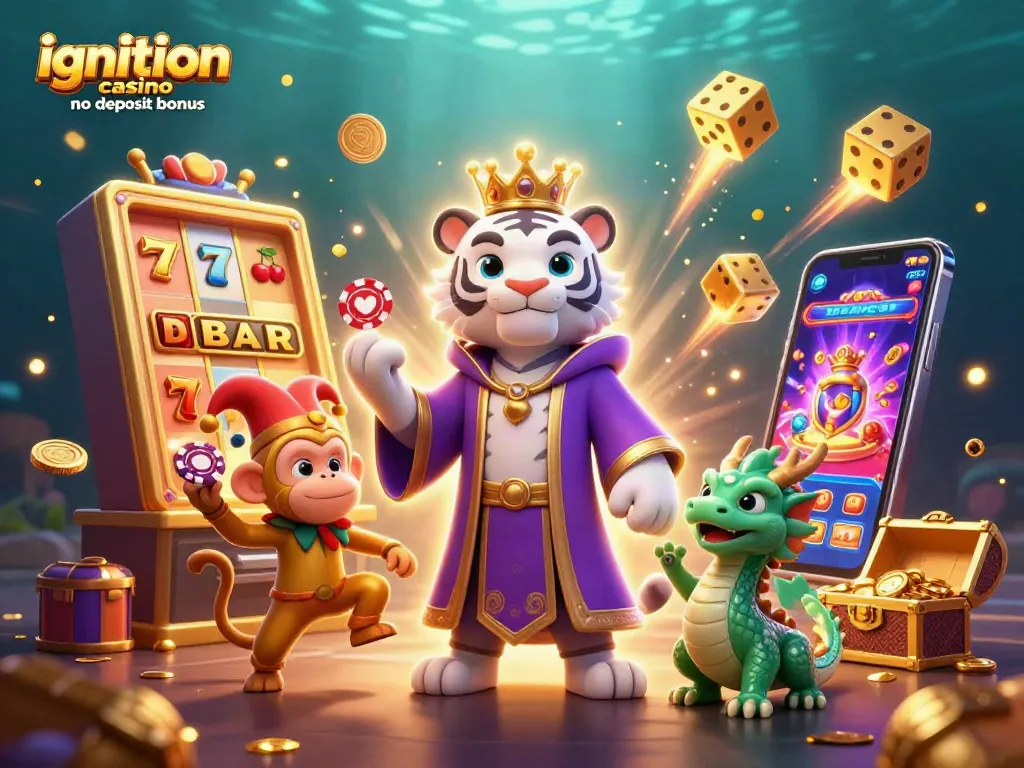Play and win with the ignition casino no deposit bonus featuring exciting casino characters.