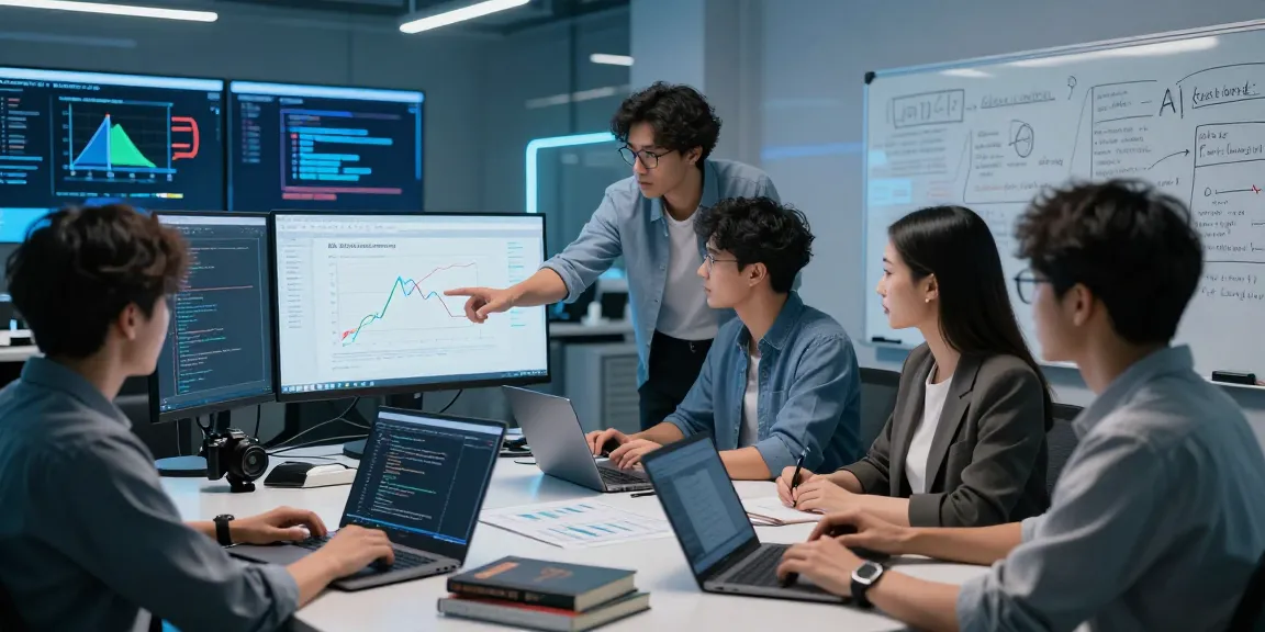 Engineers analyzing AI Detector data in a modern tech lab.