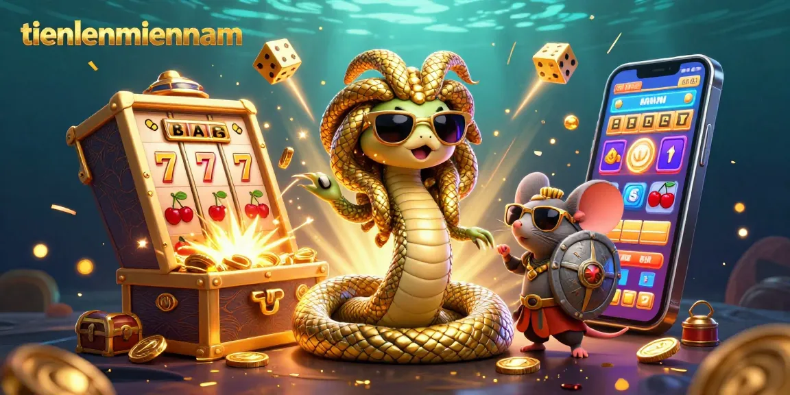 Play exciting casino games with tienlenmiennam amidst a vibrant slot machine explosion of coins.